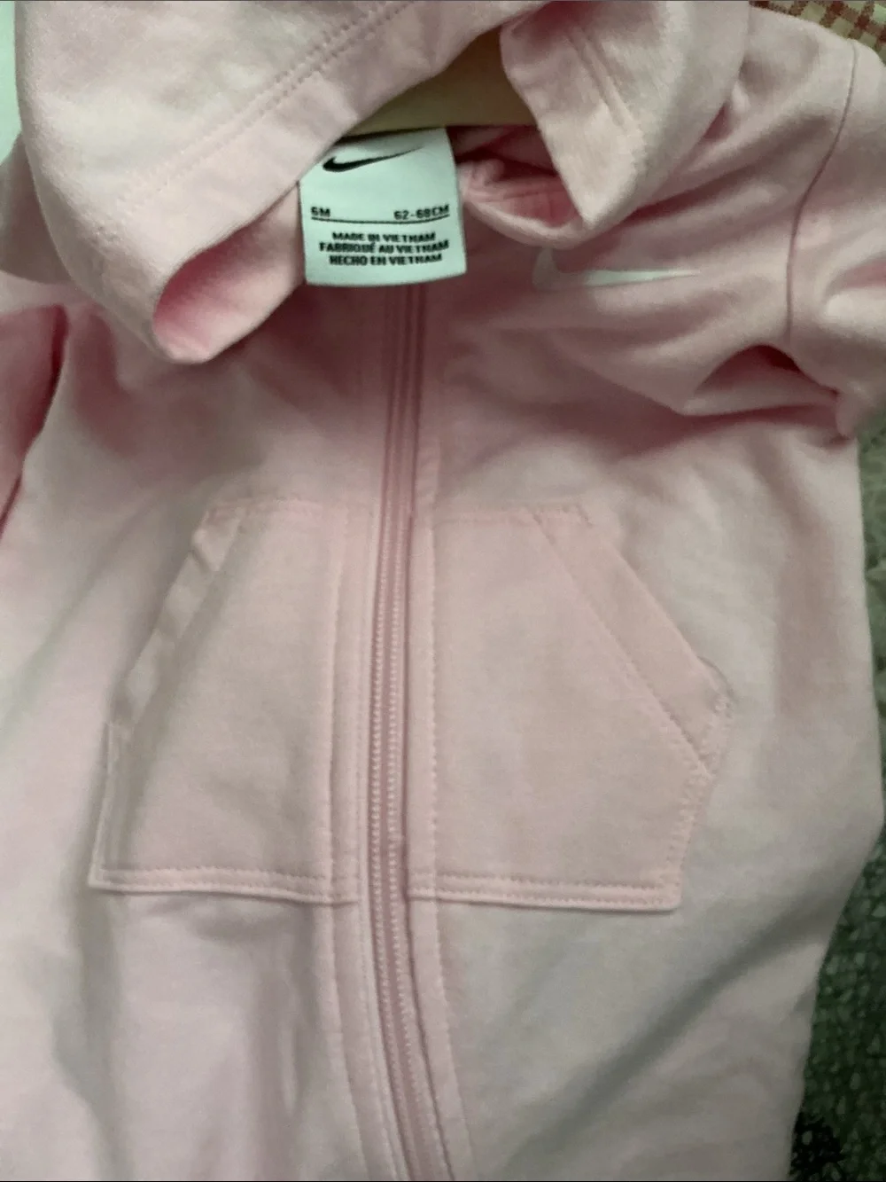 Nike Pink Hooded Zip-Up Baby One-Piece